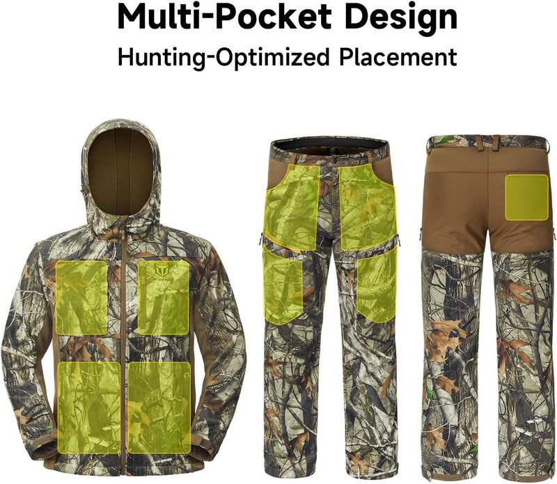 TIDEWE Hunting Clothes for Men with Fleece Lining, Safety Strap Compatible Water Resistant Silent Hunting Jacket and Pants - Image 4